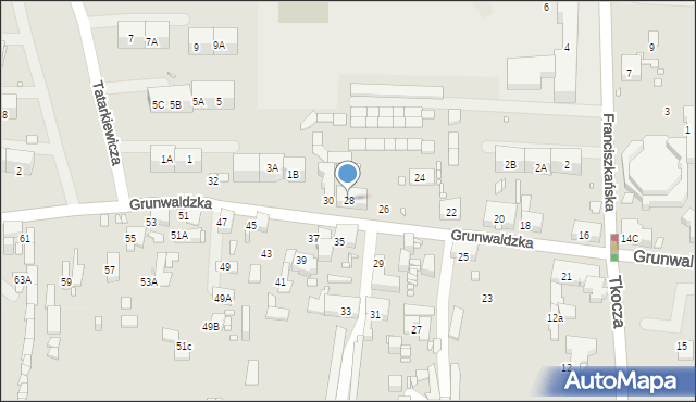 Zabrze, Grunwaldzka, 28, mapa Zabrza