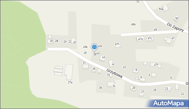 Zabrzeg, Grzybowa, 16, mapa Zabrzeg