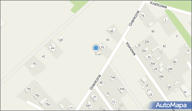 Zagościniec, Graniczna, 89, mapa Zagościniec