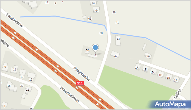 Zakrzewo, Graniczna, 1, mapa Zakrzewo