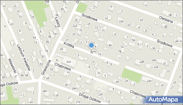 Zalesie Górne, Graniczna, 52, mapa Zalesie Górne