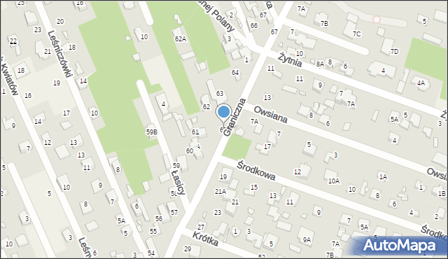 Zalesie Górne, Graniczna, 62, mapa Zalesie Górne