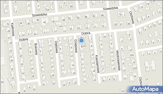 Zamość, Grabowa, 5, mapa Zamościa