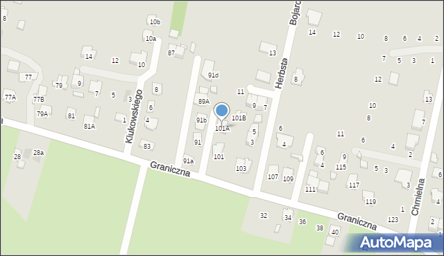 Zamość, Graniczna, 101A, mapa Zamościa