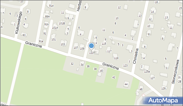 Zamość, Graniczna, 111, mapa Zamościa