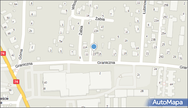 Zamość, Graniczna, 13, mapa Zamościa