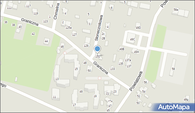 Zamość, Graniczna, 131, mapa Zamościa