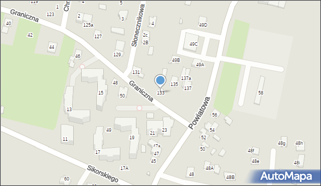 Zamość, Graniczna, 133, mapa Zamościa