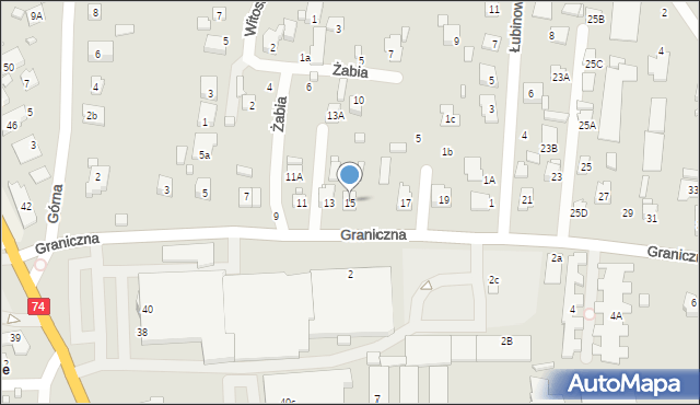 Zamość, Graniczna, 15, mapa Zamościa