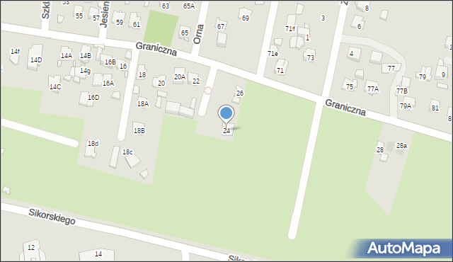 Zamość, Graniczna, 24, mapa Zamościa