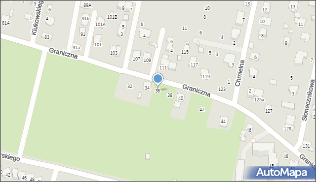 Zamość, Graniczna, 36, mapa Zamościa