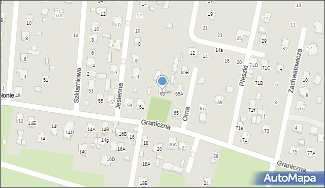 Zamość, Graniczna, 63, mapa Zamościa