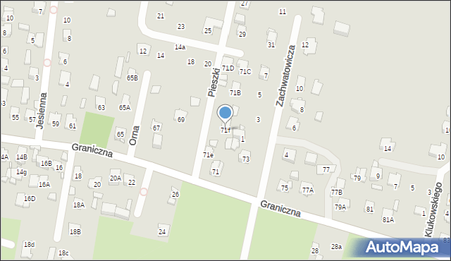 Zamość, Graniczna, 71f, mapa Zamościa