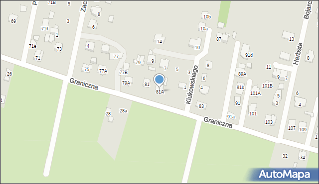 Zamość, Graniczna, 81A, mapa Zamościa