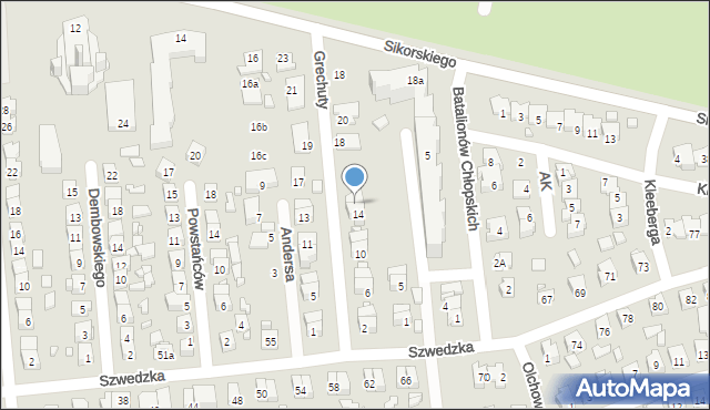 Zamość, Grechuty Marka, 16, mapa Zamościa