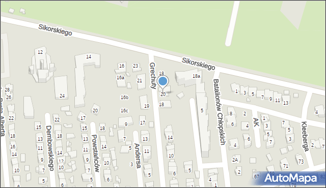 Zamość, Grechuty Marka, 20, mapa Zamościa