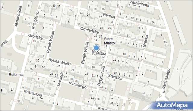 Zamość, Grodzka, 23, mapa Zamościa