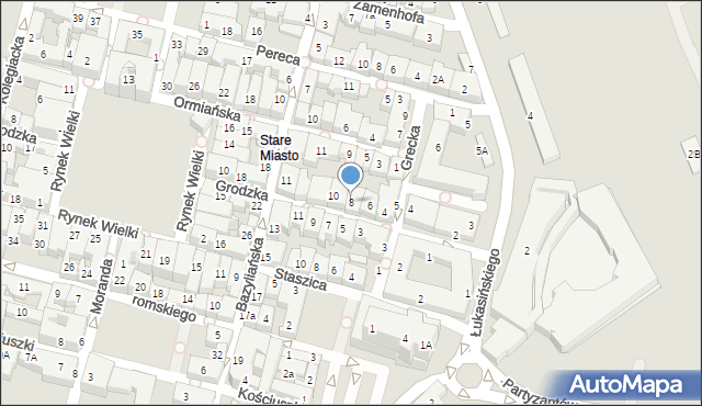 Zamość, Grodzka, 8, mapa Zamościa