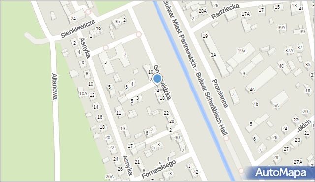 Zamość, Grunwaldzka, 14, mapa Zamościa