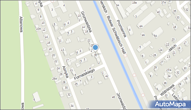 Zamość, Grunwaldzka, 30, mapa Zamościa