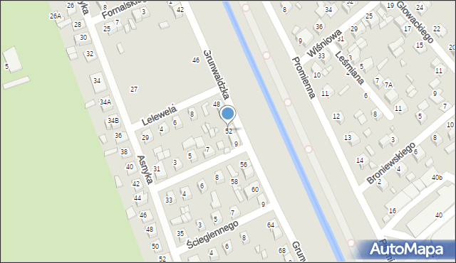 Zamość, Grunwaldzka, 52, mapa Zamościa