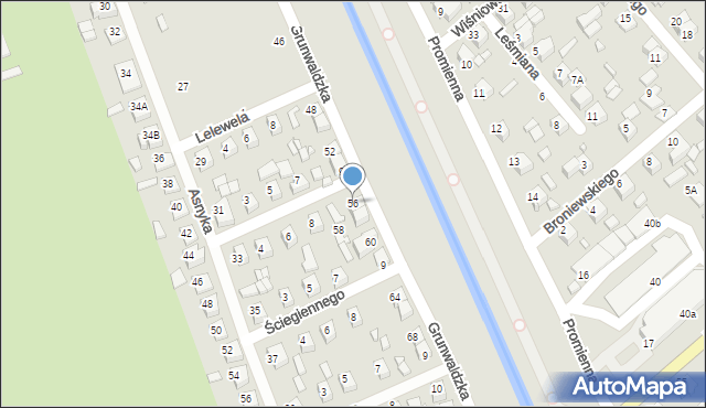 Zamość, Grunwaldzka, 56, mapa Zamościa