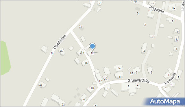 Żary, Grunwaldzka, 14, mapa Żary