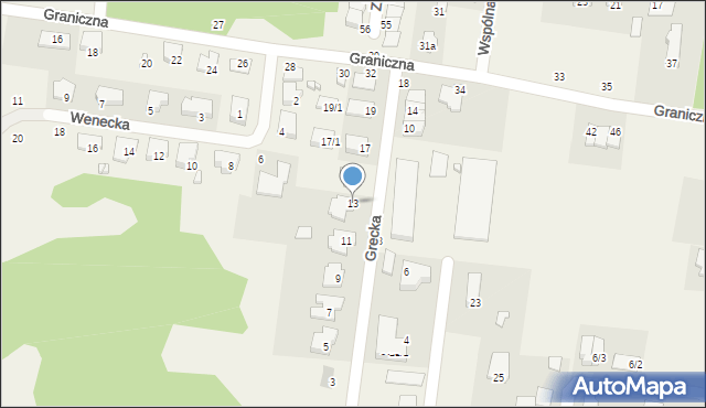 Zaścianki, Grecka, 13, mapa Zaścianki