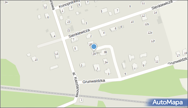 Zator, Grunwaldzka, 1A, mapa Zator