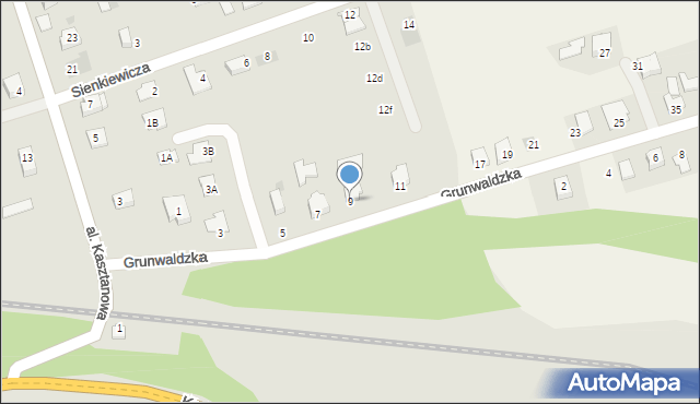 Zator, Grunwaldzka, 9, mapa Zator