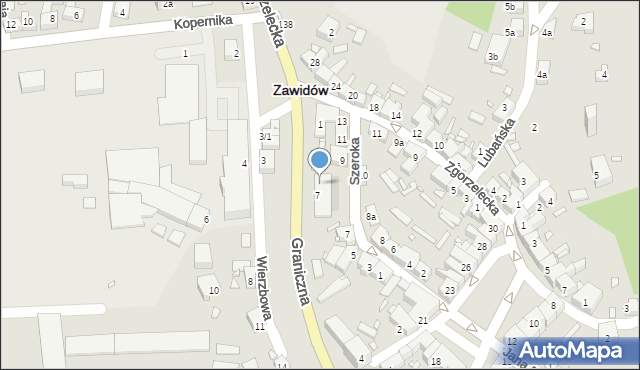 Zawidów, Graniczna, 7a, mapa Zawidów