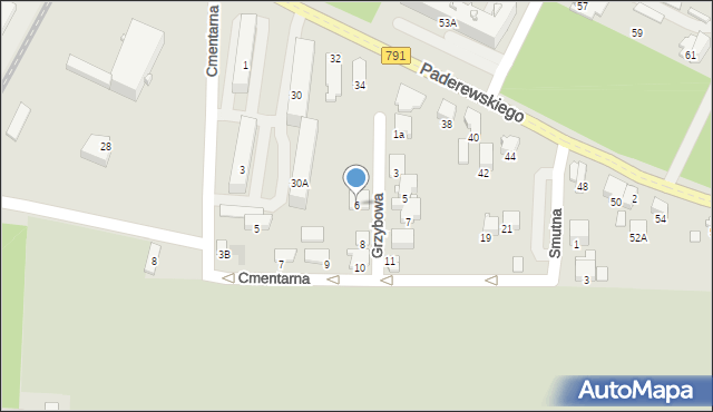 Zawiercie, Grzybowa, 6, mapa Zawiercie