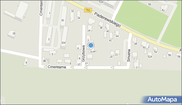 Zawiercie, Grzybowa, 7, mapa Zawiercie