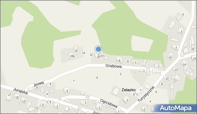 Żelazko, Grabowa, 10, mapa Żelazko