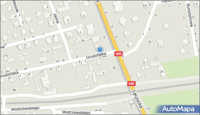 Zgierz, Grudzińska, 1, mapa Zgierz