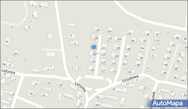 Zielona Góra, Grzybowa, 132, mapa Zielona Góra