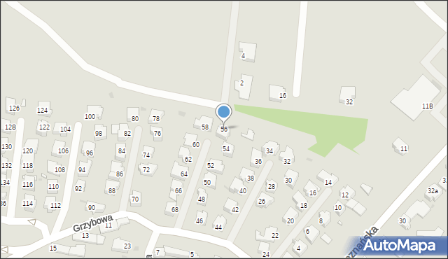 Zielona Góra, Grzybowa, 56, mapa Zielona Góra
