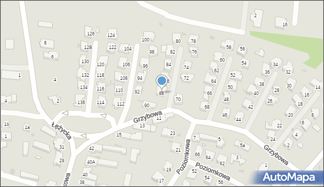 Zielona Góra, Grzybowa, 88, mapa Zielona Góra