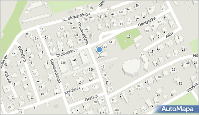 Zielona Góra, Grunwaldzka, 43, mapa Zielona Góra