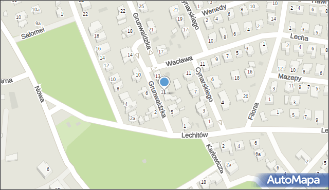 Zielona Góra, Grunwaldzka, 9, mapa Zielona Góra