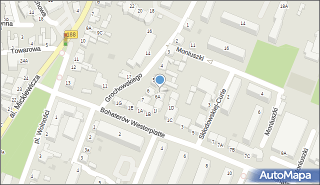 Złotów, Grochowskiego, 6B, mapa Złotów