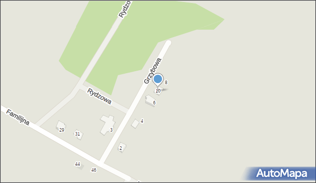 Żory, Grzybowa, 10, mapa Żor