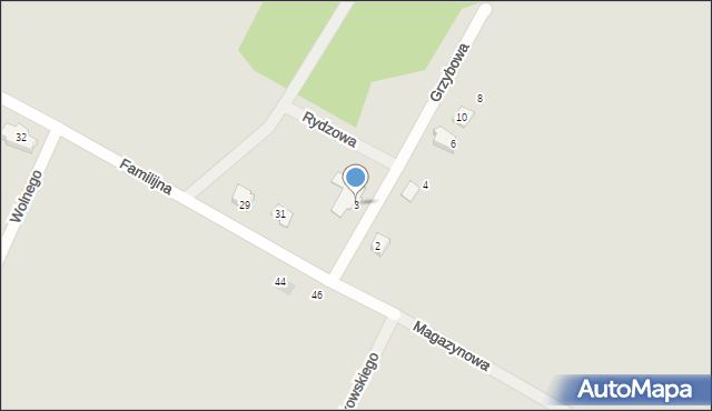 Żory, Grzybowa, 3, mapa Żor