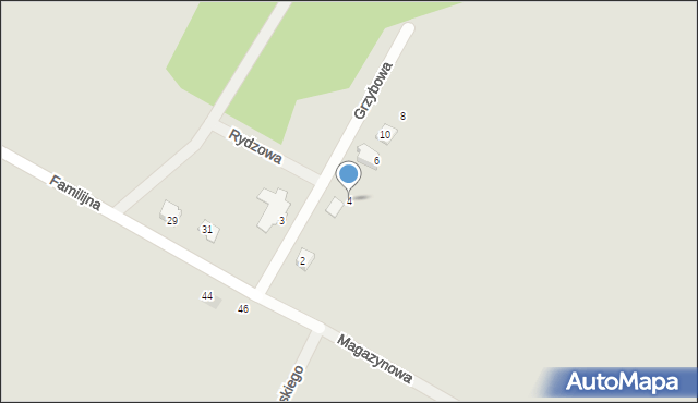 Żory, Grzybowa, 4, mapa Żor