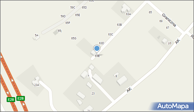 Żukowo, Graniczna, 63E, mapa Żukowo