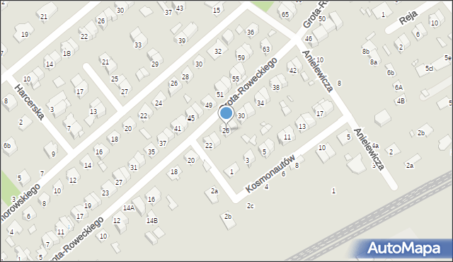 Żyrardów, Grota-Roweckiego Stefana, gen., 26, mapa Żyrardów