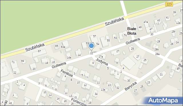 Białe Błota, Guliwera, 17, mapa Białe Błota