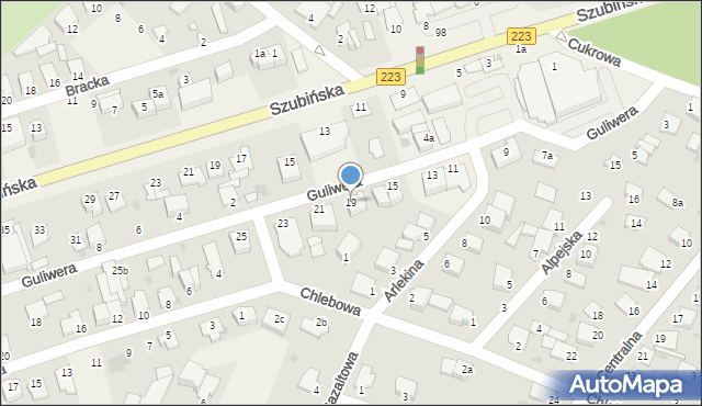 Białe Błota, Guliwera, 19, mapa Białe Błota