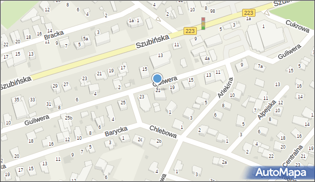 Białe Błota, Guliwera, 21, mapa Białe Błota