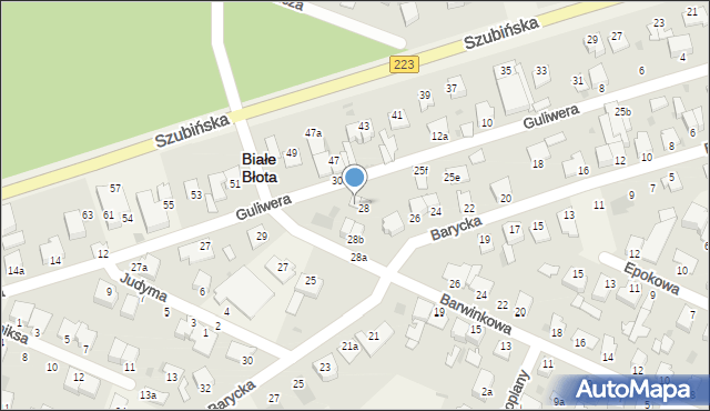 Białe Błota, Guliwera, 25k, mapa Białe Błota